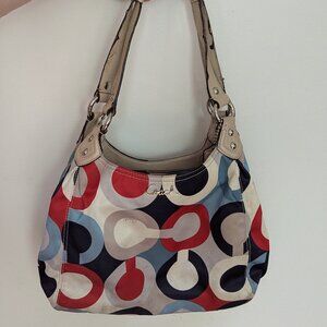Coach Madison Scarf Print Multicolor Maggie Shoulder Bag Hobo